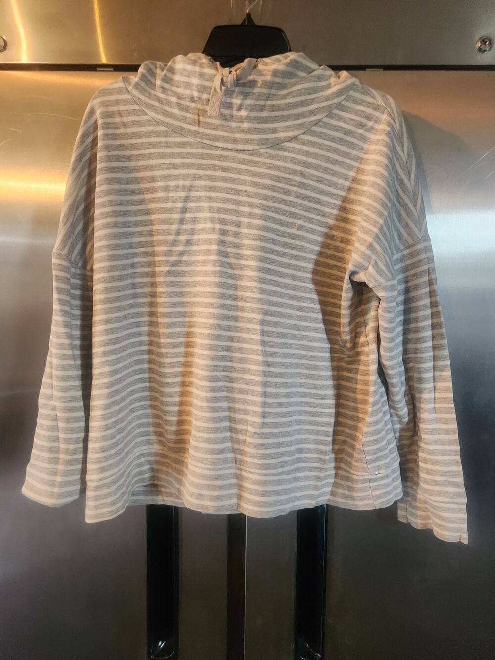A New Day Women's Size XL Striped Hooded Pullover Top Long Sleeve Drawstring